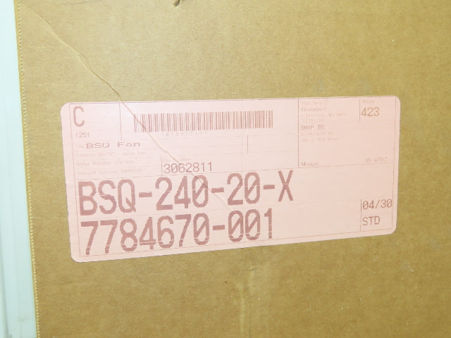 Greenheck BSQ Square Centrifugal Inline Fan 2Hp 230/460V 3Ph 7534 CFM