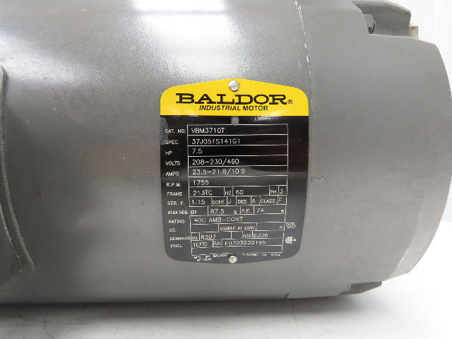 Baldor VBM3710T Brake Motor 7.5Hp 1755 RPM 230/460V 3PH 213TC Stearns