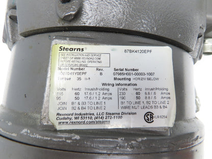 Baldor VBM3710T Brake Motor 7.5Hp 1755 RPM 230/460V 3PH 213TC Stearns