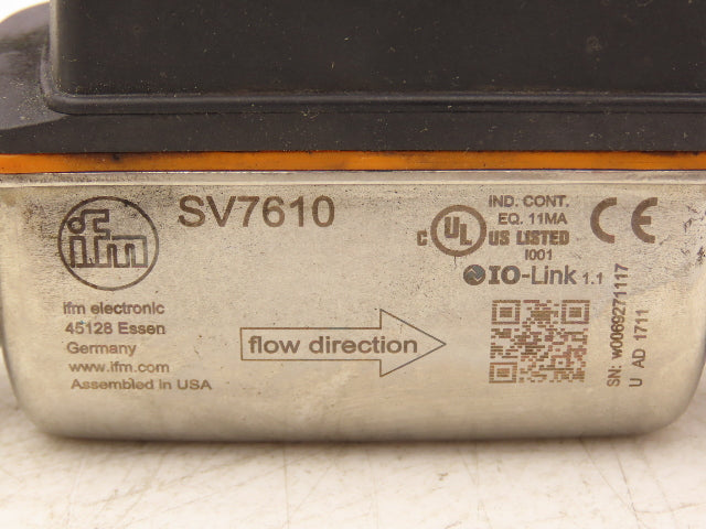 IFM SV7610 Vortex Flowmeter with Digital Display 1/2"FNPT 18-30VDC 1.3-26.4 GPM