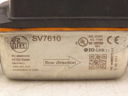 IFM SV7610 Vortex Flowmeter with Digital Display 1/2"FNPT 18-30VDC 1.3-26.4 GPM