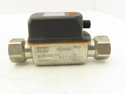IFM SV7610 Vortex Flowmeter with Digital Display 1/2"FNPT 18-30VDC 1.3-26.4 GPM