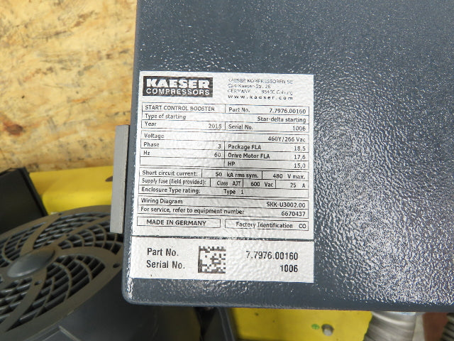 Kaeser N253 Reciprocating Air Compressor Booster Pump 650PSI 94CFM 15hp 10658h