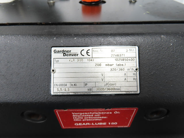 Gardner Denver Rotary Claw Vacuum Pump 212 CFM 7.5Hp 208-230/460V 3PH