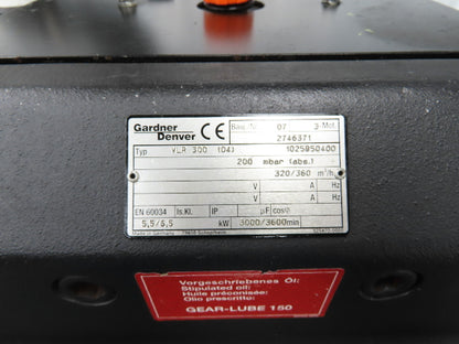 Gardner Denver Rotary Claw Vacuum Pump 212 CFM 7.5Hp 208-230/460V 3PH