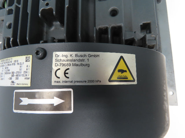 Busch SB 0530 D 0H0 UJ 11 Regenerative Vacuum Blower 6.3kw 220/480V 3PH 365 CFM