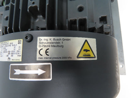 Busch SB 0530 D 0H0 UJ 11 Regenerative Vacuum Blower 6.3kw 220/480V 3PH 365 CFM