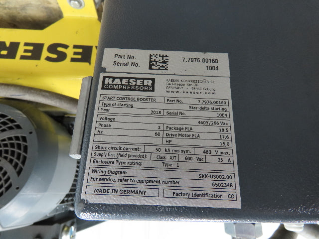 Kaeser N253 Reciprocating Air Compressor Booster Pump 650PSI 94CFM 15hp 3289h