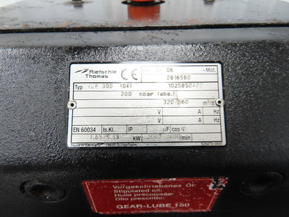 Reitschie Thomas Rotary Claw Vacuum Pump 212 CFM 5Hp 230V 1PH