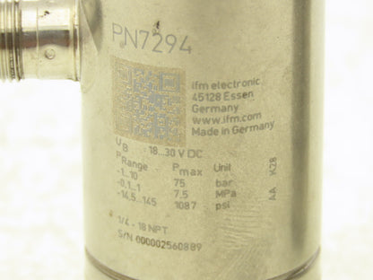 IFM Efector PN7294 Electronic Pressure Sensor Switch Bar MPA PSI Lot of 2