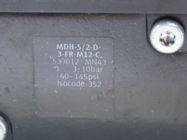 Festo MDH-5/2-D-3-FR-M12-C Pneumatic Solenoid Valve 5/2 Way W Manifold Lot of 2