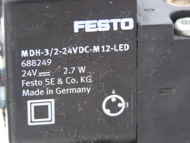 Festo MDH-5/2-D-3-FR-M12-C Pneumatic Solenoid Valve 5/2 Way W Manifold Lot of 2