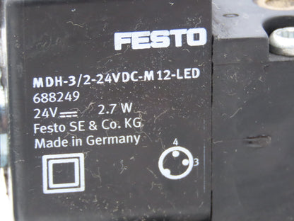 Festo MDH-5/2-D-3-FR-M12-C Pneumatic Solenoid Valve 5/2 Way W Manifold Lot of 2