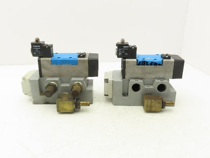 Festo MDH-5/2-D-3-FR-M12-C Pneumatic Solenoid Valve 5/2 Way W Manifold Lot of 2
