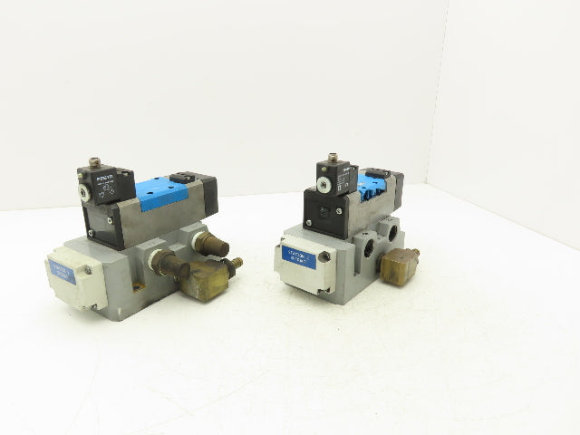 Festo MDH-5/2-D-3-FR-M12-C Pneumatic Solenoid Valve 5/2 Way W Manifold Lot of 2