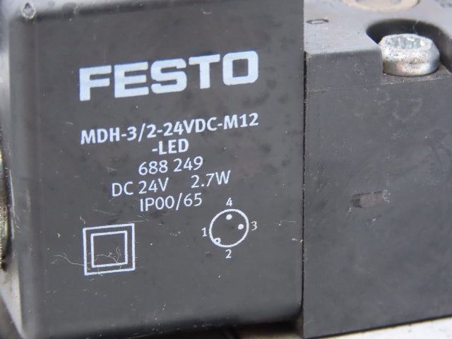 Festo Festo MDH-5/3E-D-2-M12-C Pneumatic Solenoid Valve 5/3 Sub-Base Lot of 2
