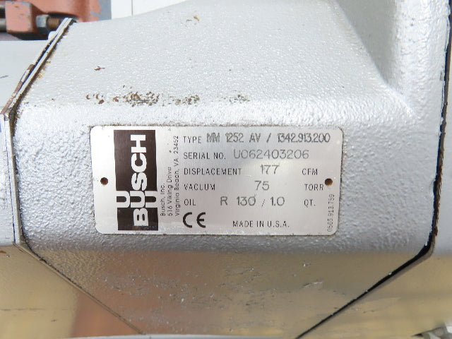 Busch MM 1252 AV Mink Dry Claw Rotary Vacuum Pump 177 CFM 10Hp 230/460V 3Ph READ