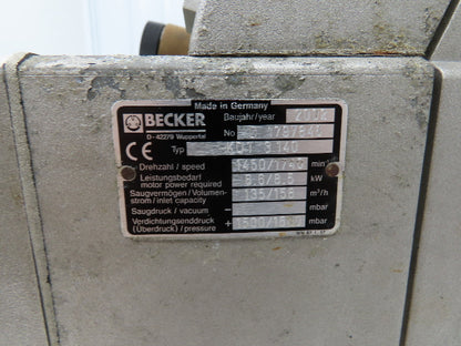 Becker KDT 3.140 Oil-less Vacuum Pump 8.5kw 90cfm 158m³/h 1500mbar 230/460V 3PH