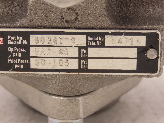 Herion 8026772 Solenoid Valve 1" NPTF 1/4" NPTF Pilot Coil 120 VAC 60Hz 33VA