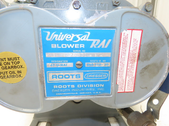 Universal RAI 47 U-RAI Roots 3" NPT Vacuum Blower Rotary Lobe 7PSI 0.875" Shaft