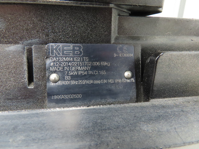 KEB DA132MX4 IE2 ITS AC Motor 7.5kw 1455rpm 230/460V 3PH w/Encoder IKKA3202500