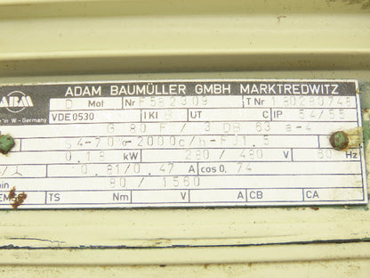 ABM G80F/3.DB 63 a-4 Inline Gearmotor .18kw 1560/80 RPM 280/480V 3PH IEC 63