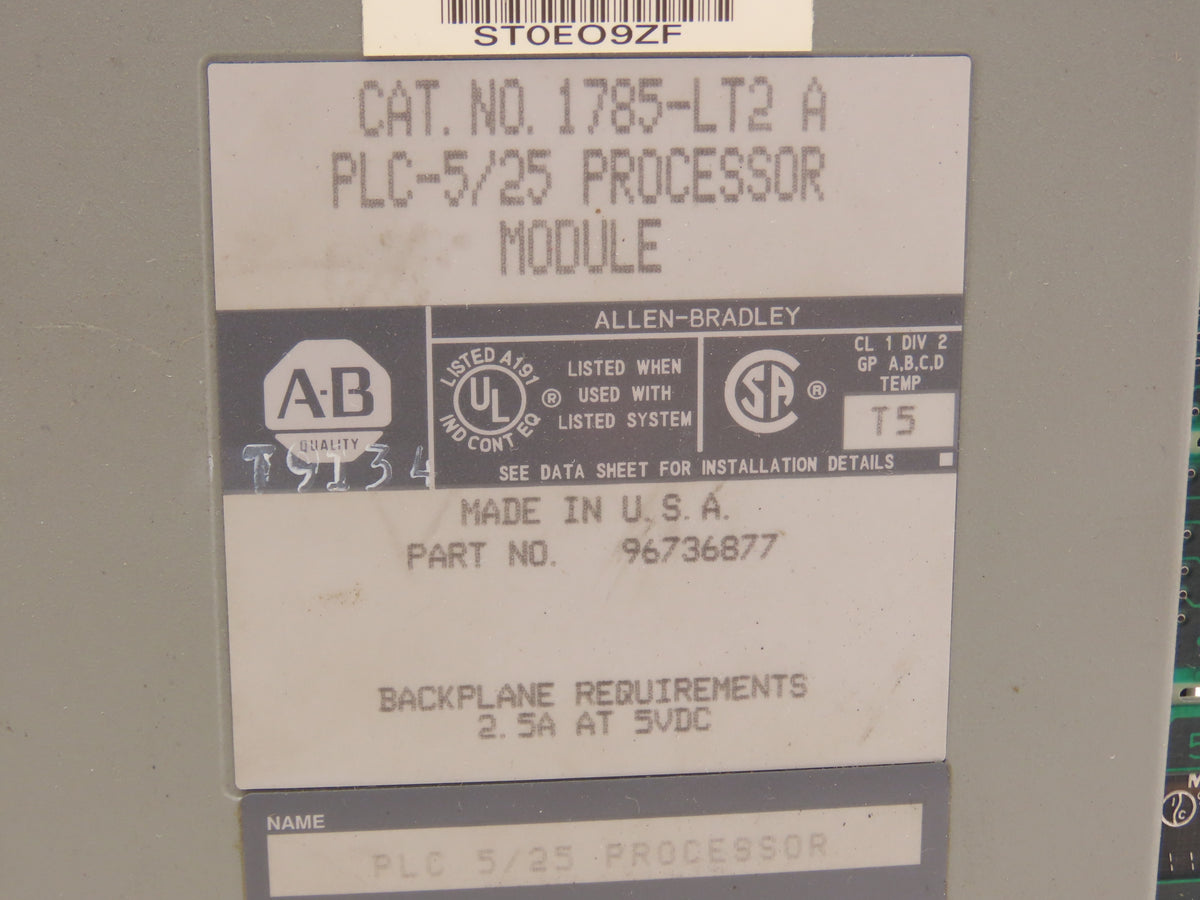 Allen Bradley 1785-LT2 PLC-5/25 Processor Module Ser A 96736877
