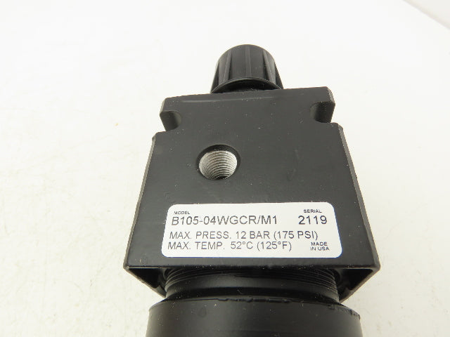 Parker B105-04WGCR/M1 Pneumatic Air Pressure Filter Regulator 1/2" NPT 175 PSI