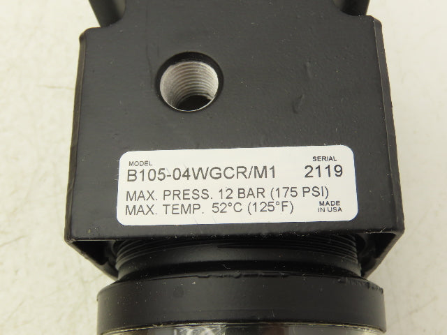 Parker B105-04WGCR/M1 Pneumatic Air Pressure Filter Regulator 1/2" NPT 175 PSI