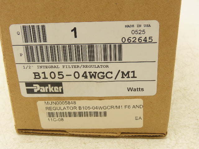 Parker B105-04WGC/M1 Pneumatic Air Pressure Filter Regulator 1/2" NPT 250 PSI