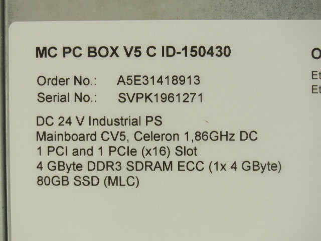 Siemens 6FC5210-0DF52-3AA0 Sinumerik PCU 50.5-C 1.86GHz 4GB Win7 Pro EmbSys