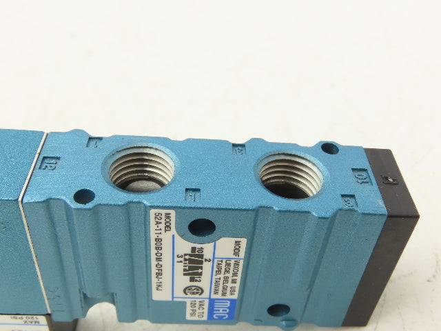 Mac 52A-11-BOB-DM-DFBJ-1KJ Pneumatic Solenoid Valve 3/2-Way 120psi 1/4"NPT 24VDC