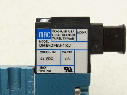 Mac 52A-11-BOB-DM-DFBJ-1KJ Pneumatic Solenoid Valve 3/2-Way 120psi 1/4"NPT 24VDC