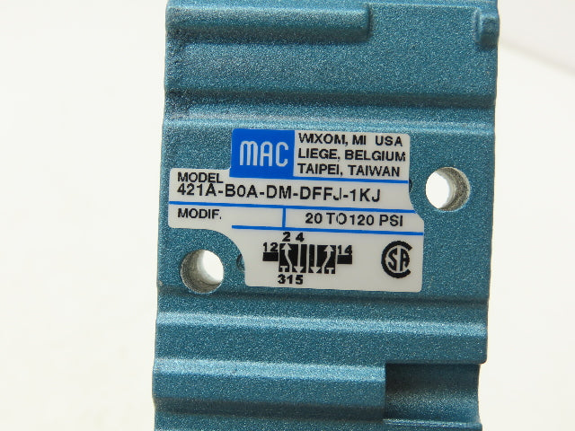 MAC 421A-BOA-DM-DFFJ-1KJ Pneumatic Air Valve 1/4"NPT 4-Way 5/2 NO 24V 20-120 PSI