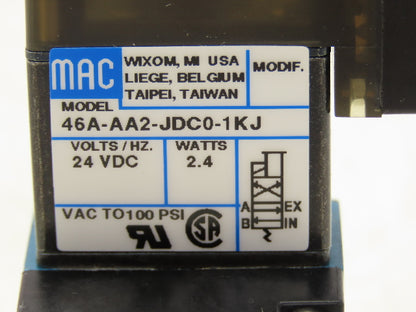 MAC 46A-AA2-JDCO-1KJ Pneumatic Air Valve 1/8" NPT 4-Way/2-Pos  24V 120 PSI