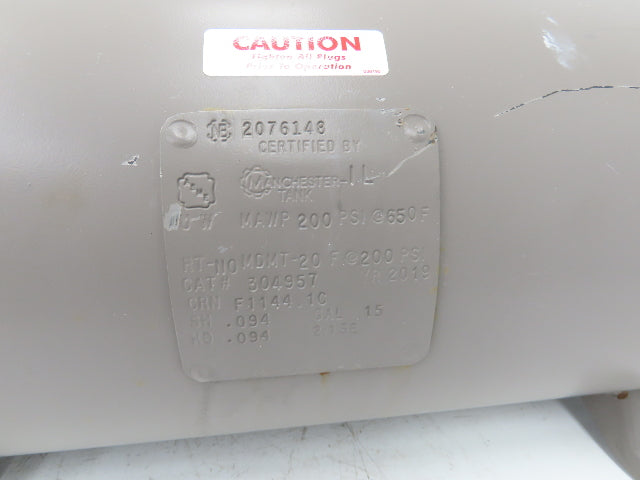 Manchester Tank 304957 Horizontal Universal Air Receiver Tank 15 Gallon 200 PSI