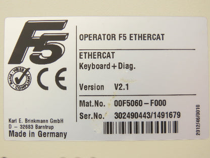 KEB 00F5060-F000 Combivert EtherCAT Operator Control Panel / Interface Module