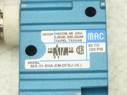 Mac 52A-31-BOA-DM-DFBJ-1KJ Pneumatic Air Valve 3/2-Way 120psi 1/4"NPT Lot of 2