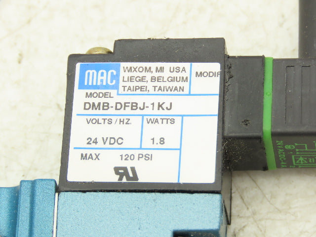 Mac 52A-31-BOA-DM-DFBJ-1KJ Pneumatic Air Valve 3/2-Way 120psi 1/4"NPT Lot of 2