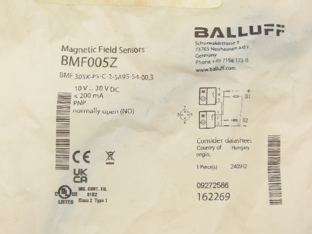 Balluff BMF 305K-PS-C-2-SA95-S4-00,3 Cylinder Sensor 30VDC M12 4-Pin Lot of 3