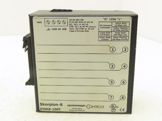 Contemporary Controls EISK8-100T Skorpion- 8 10-36VDC 24VAC Ethernet Switch