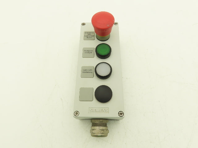 Siemens 3SU1854-0AA00-0AB1 4 Station Electrical Enclosure Pendant 22mm