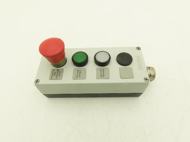 Siemens 3SU1854-0AA00-0AB1 4 Station Electrical Enclosure Pendant 22mm