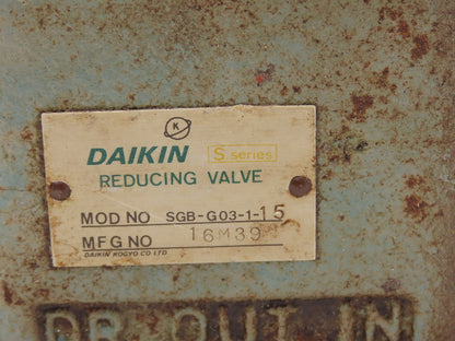 Daikin SGB-G03-1-15 Hydraulic Pressure Reducing Valve Manual Adjust