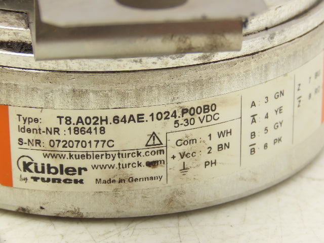 Turck Kubler T8.A02H.64AE.1024.P00B0 Rotary Encoder 5-30VDC 1" Hollow Shaft