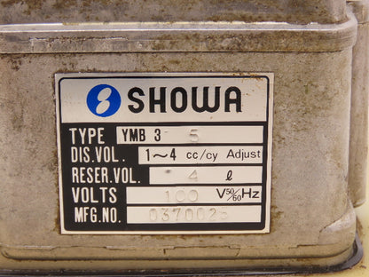 Showa YMB3-5 Automatic Oil Lubricator Pump 4-Liter Tank 110V 5-Min Cycle