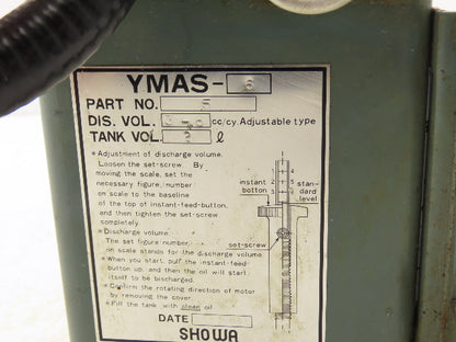 Showa YMAS6-5 Automatic Oil Lubricator Pump 2 Liter Tank 220V 5-Min Cycle