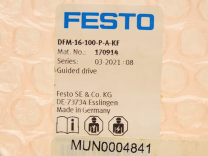 Festo DFM-16-100-P-A-KF Pneumatic Guided Drive Cylinder 16mm Bore 100mm Stroke