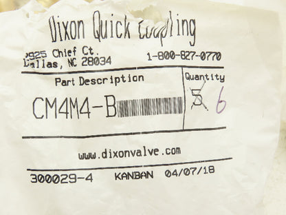 Dixon CM4M4-B Quick Coupler Mold Coolant Interchange  1/2" Body Lot of 26