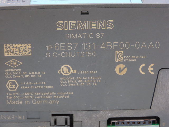 Siemens 6ES7 131-4BF00-0AA0 SIMATIC 8PT Digital Input W/Terminal 24VDC Lot Of 6